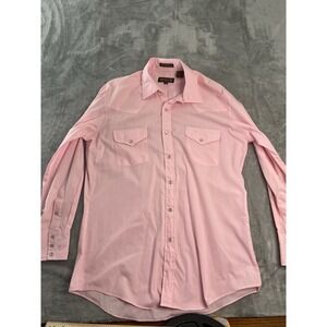 Sheplers Mens Western Shirt 16 33 Pink Snap Front Long Sleeve Cowboy Rodeo